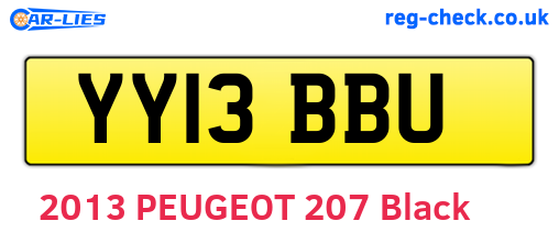 YY13BBU are the vehicle registration plates.