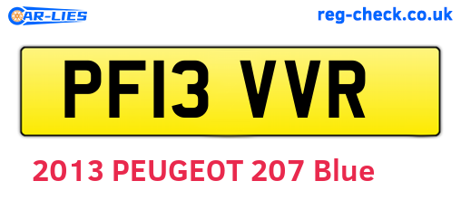 PF13VVR are the vehicle registration plates.