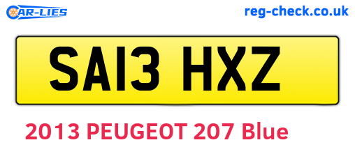 SA13HXZ are the vehicle registration plates.