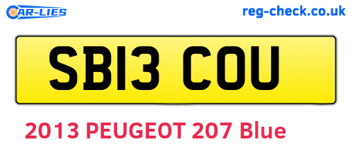 SB13COU are the vehicle registration plates.