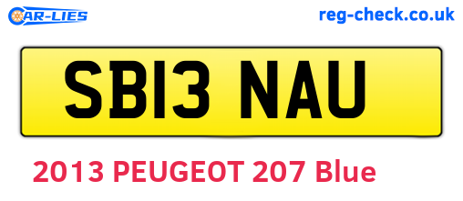 SB13NAU are the vehicle registration plates.