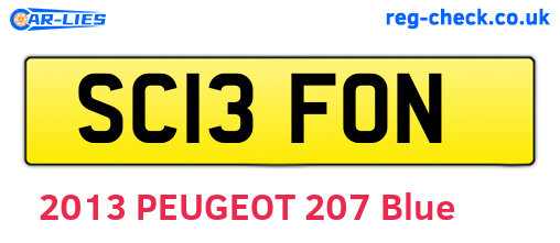 SC13FON are the vehicle registration plates.