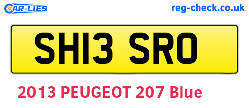 SH13SRO are the vehicle registration plates.