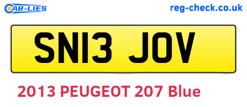 SN13JOV are the vehicle registration plates.