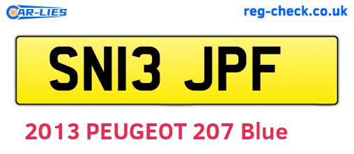 SN13JPF are the vehicle registration plates.