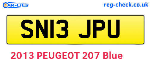 SN13JPU are the vehicle registration plates.