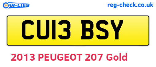 CU13BSY are the vehicle registration plates.