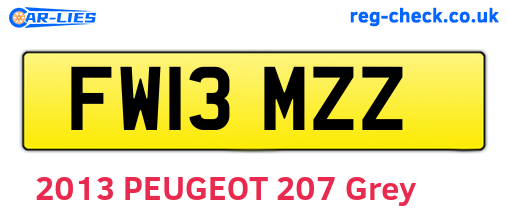 FW13MZZ are the vehicle registration plates.