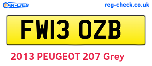 FW13OZB are the vehicle registration plates.