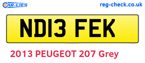 ND13FEK are the vehicle registration plates.