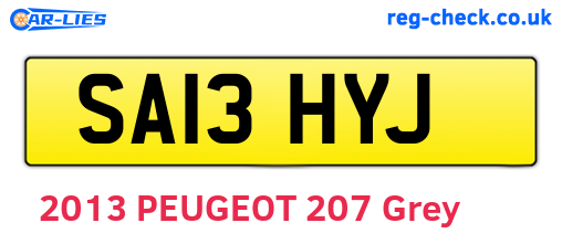 SA13HYJ are the vehicle registration plates.