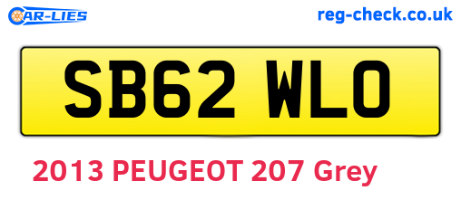 SB62WLO are the vehicle registration plates.