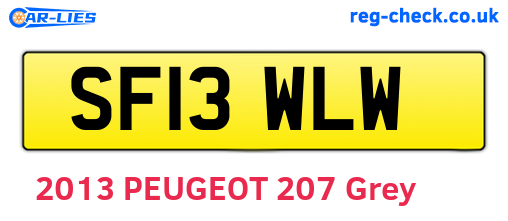 SF13WLW are the vehicle registration plates.