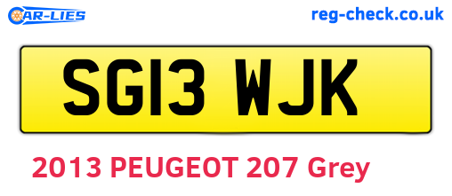 SG13WJK are the vehicle registration plates.