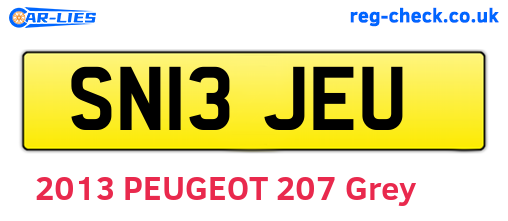 SN13JEU are the vehicle registration plates.