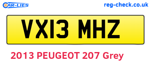 VX13MHZ are the vehicle registration plates.