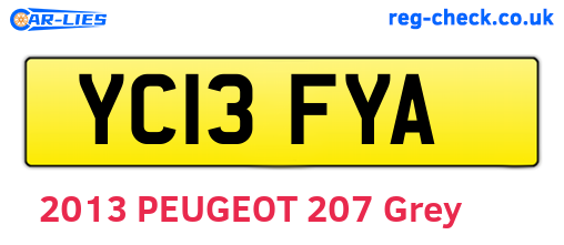 YC13FYA are the vehicle registration plates.