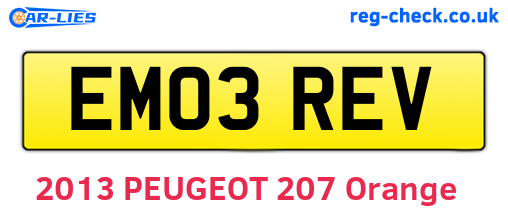 EM03REV are the vehicle registration plates.