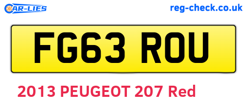FG63ROU are the vehicle registration plates.