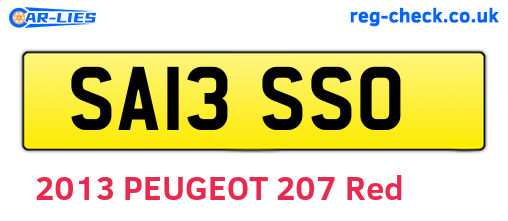 SA13SSO are the vehicle registration plates.
