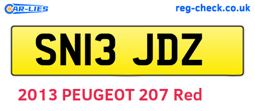 SN13JDZ are the vehicle registration plates.