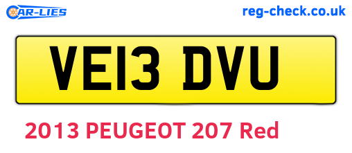 VE13DVU are the vehicle registration plates.