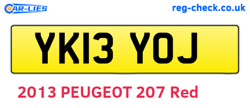 YK13YOJ are the vehicle registration plates.