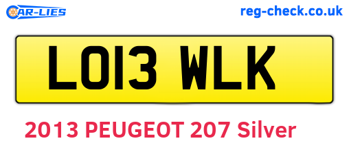 LO13WLK are the vehicle registration plates.
