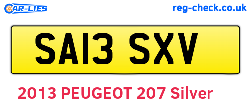 SA13SXV are the vehicle registration plates.
