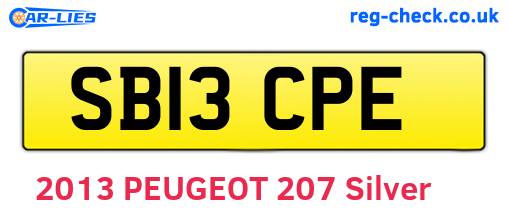 SB13CPE are the vehicle registration plates.
