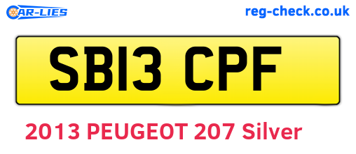 SB13CPF are the vehicle registration plates.