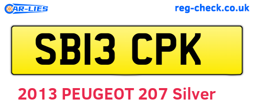 SB13CPK are the vehicle registration plates.