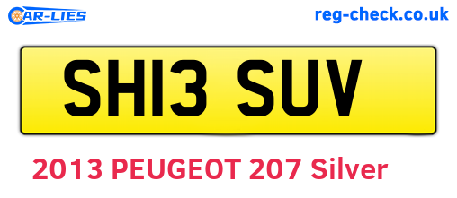SH13SUV are the vehicle registration plates.