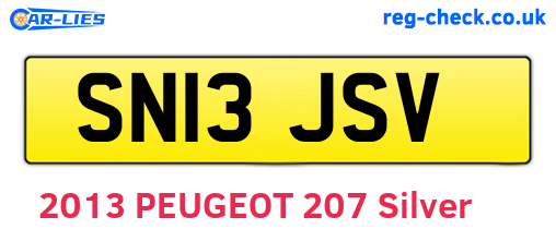 SN13JSV are the vehicle registration plates.