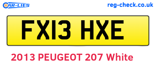 FX13HXE are the vehicle registration plates.