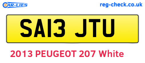 SA13JTU are the vehicle registration plates.