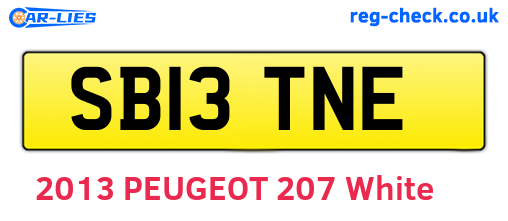 SB13TNE are the vehicle registration plates.
