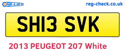 SH13SVK are the vehicle registration plates.