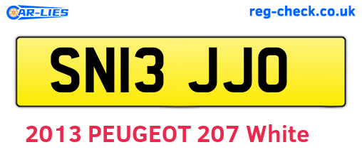 SN13JJO are the vehicle registration plates.