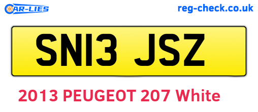 SN13JSZ are the vehicle registration plates.