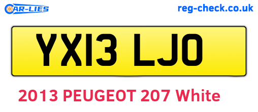 YX13LJO are the vehicle registration plates.
