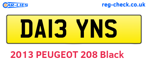 DA13YNS are the vehicle registration plates.