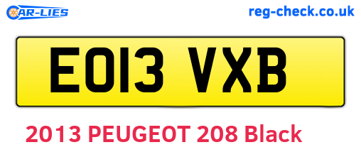 EO13VXB are the vehicle registration plates.