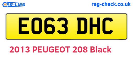 EO63DHC are the vehicle registration plates.