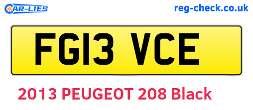 FG13VCE are the vehicle registration plates.
