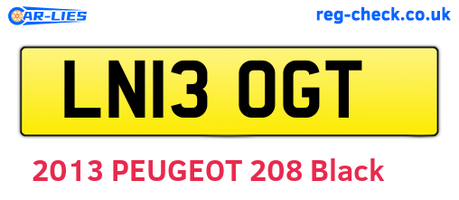 LN13OGT are the vehicle registration plates.