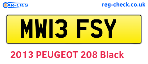 MW13FSY are the vehicle registration plates.