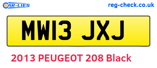 MW13JXJ are the vehicle registration plates.