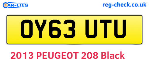 OY63UTU are the vehicle registration plates.