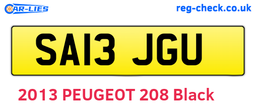 SA13JGU are the vehicle registration plates.
